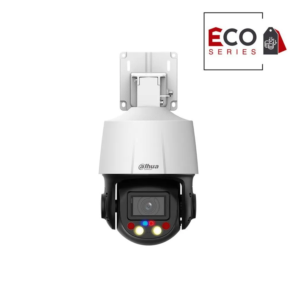 Camera supraveghere rotativa IP Speed Dome PTZ cu iluminare duala Dahua Eco Series WizSense TiOC Active Deterrence SD3E405DB-GNY-A-PV1, 4MP, 2.7 mm - 13.5 mm, IR 50 m/lumina alba 30 m, slot card, auto-tracking, microfon/difuzor, PoE