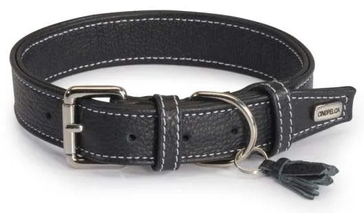 CAMON Zgardă dublă pentru câini, din piele naturală