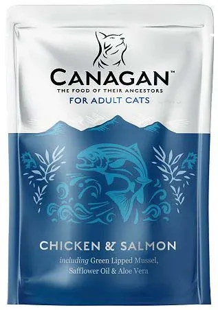 CANAGAN Plic hrană umedă pentru pisici, cu Pui şi Somon 85g