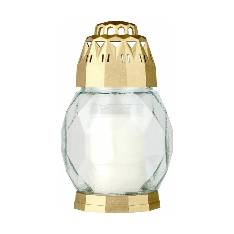 Candela Bolsius din Sticla 2D Diamond Alb - Auriu, 24 Ore