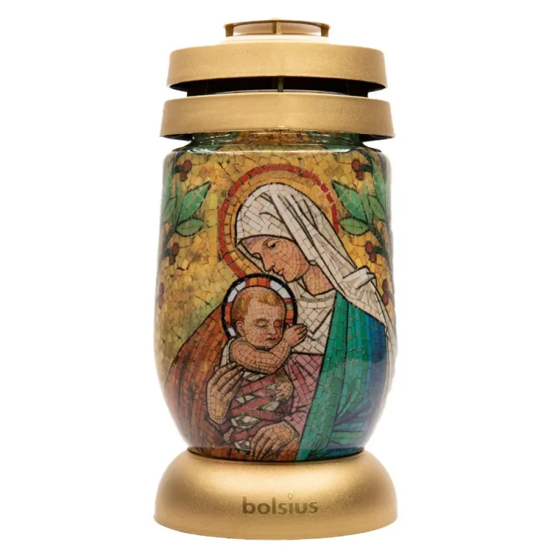 Candela Bolsius din Sticla 3 l Maica Domnului Vitraliu, 36 Ore