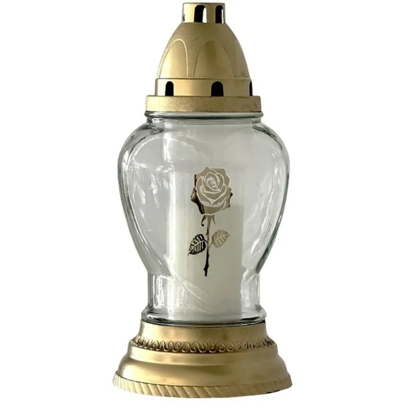 Candela din Sticla, Alba, Inima cu Trandafiri