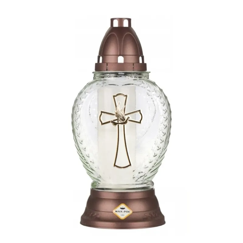 Candela din Sticla cu Cruce, Mov, 28 Ore