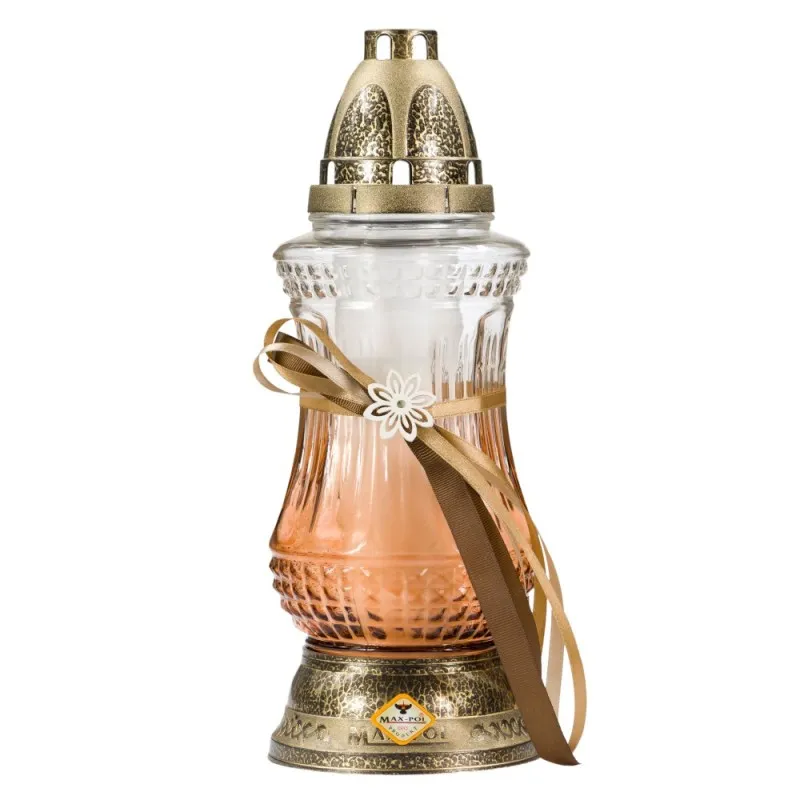 Candela din Sticla cu Fundita 808FP Max-Pol Transparent - Perla, 42 Ore