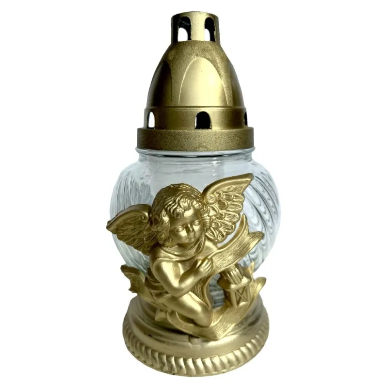 Candela din Sticla cu Ingeras Alb, 15 Ore