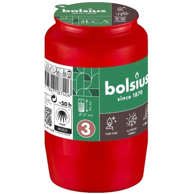 Candela Rezerva Bolsius RC3 / Nr. 3, 50 Ore, Rosu