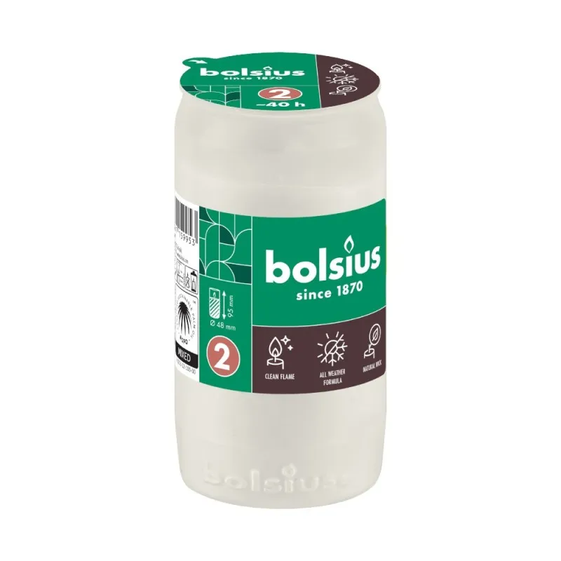 Candela Rezerva Nr.2,  Bolsius, Alb, 40 Ore