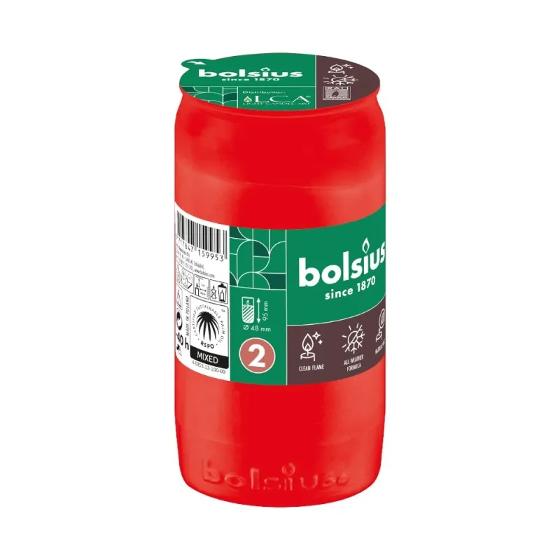 Candela Rezerva Nr. 2, Bolsius, Rosu, 40 Ore