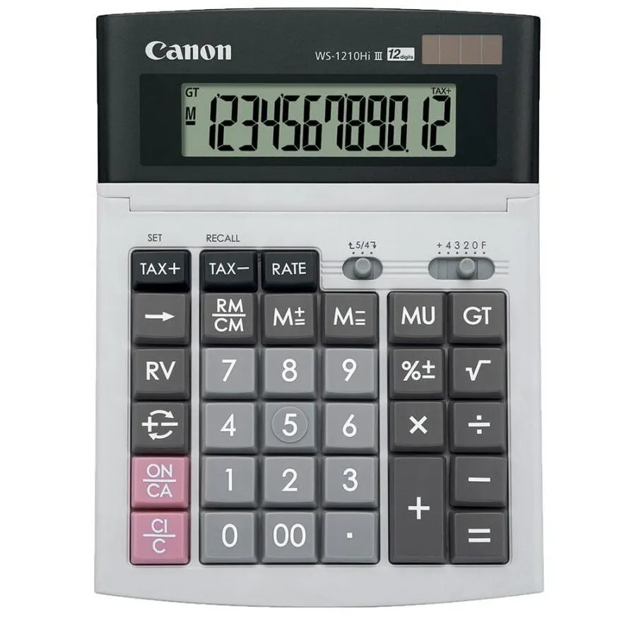 Canon Office calculator Canon, WS1210THB 12 Digit, 23.00cm x 15.50cm x 3.50cm, Gri