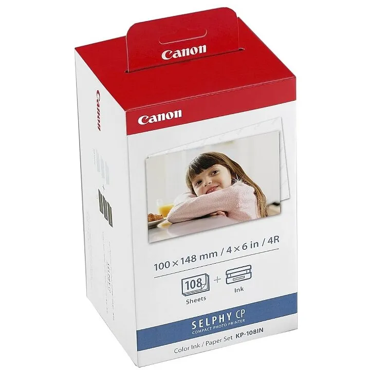 Canon Set Canon KP-108IN Ribon +  set hartie (10x15 cm) pentru 108 printuri, compatibil cu imprimantele CP