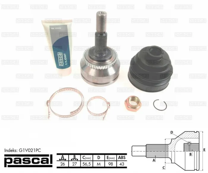 Cap planetara spre roata (26z 27z 56,5mm; ABS:43) VOLVO S40 I, V40 1.9 1.9D 2.0 intre 1997-2004