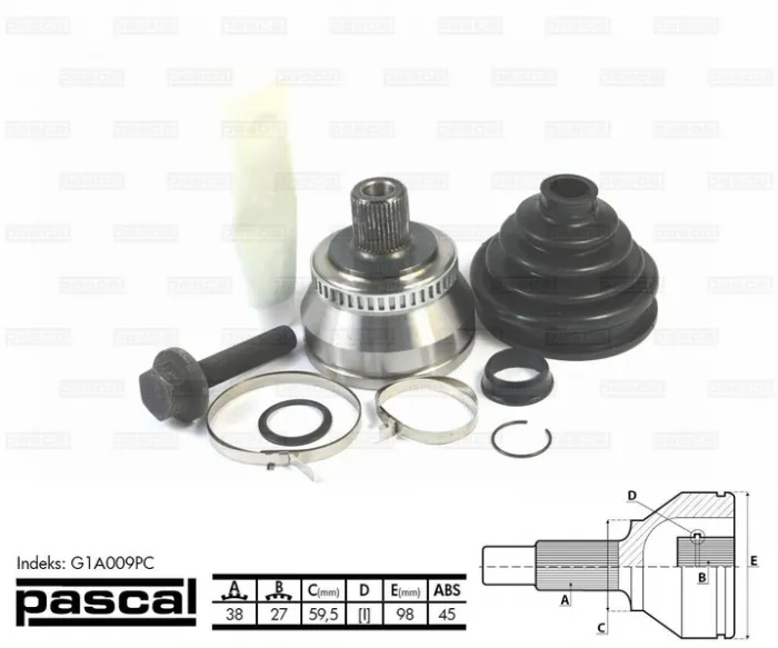 Cap planetara spre roata (38z 27z 59,5mm; ABS:45) AUDI A4, A6, A8, ALLROAD, V8; SKODA SUPERB I; VW PASSAT 1.8-6.0 intre 1988-2008