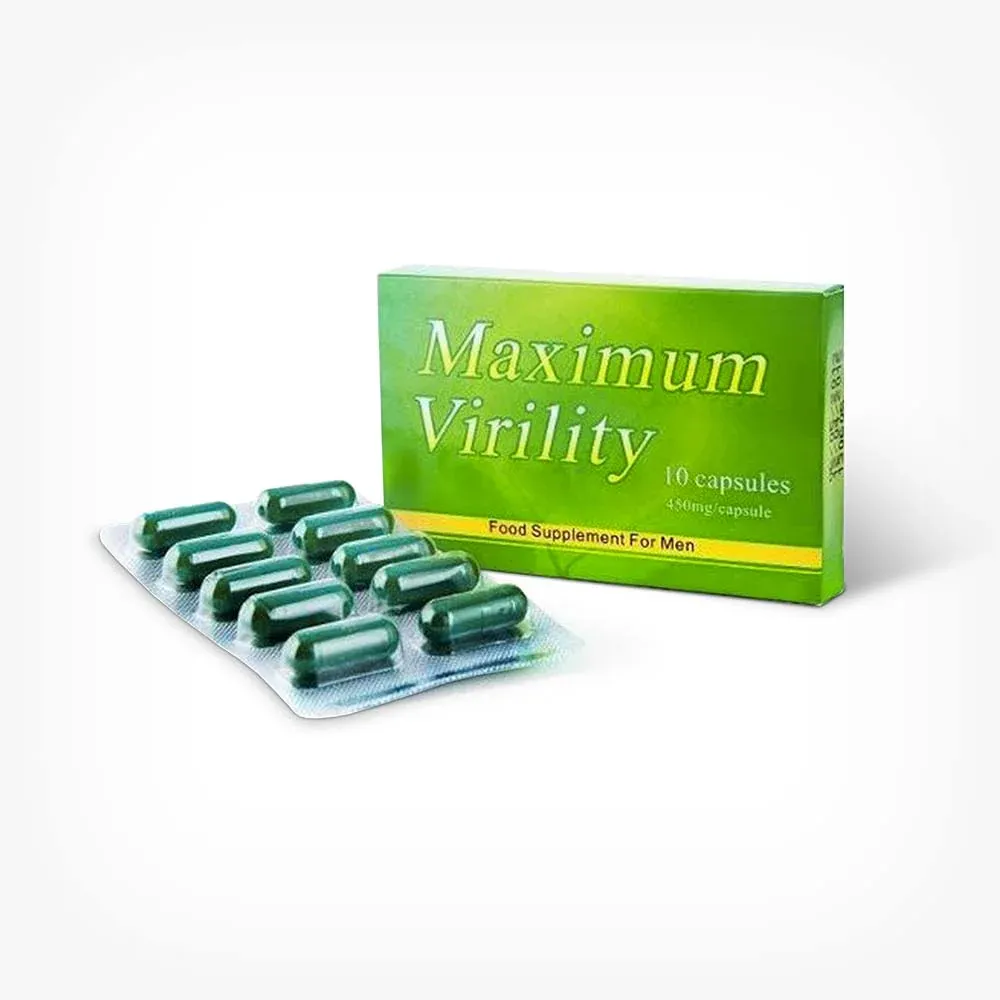 Capsule Maximum Virility, pentru bărbați, susțin erecțiile puternice și stimularea libidoului, conțin ingrediente naturale, 10 capsule