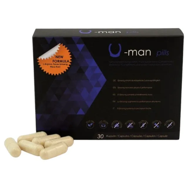 Capsule U-Man Pills, pentru mărirea penisului, potență și performanțe sexuale îmbunătățite, 30 buc