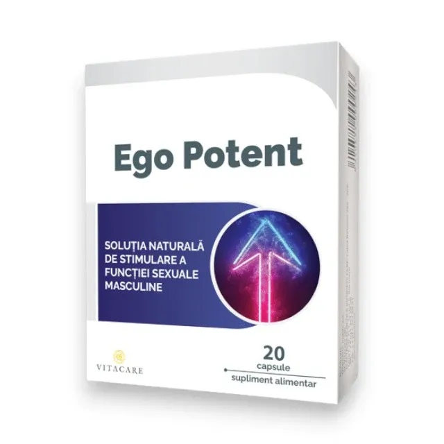 Capsule VITACARE Ego Potent, pentru stimularea erecției, potență și îmbunătățirea calității spermei, 20 bucăți