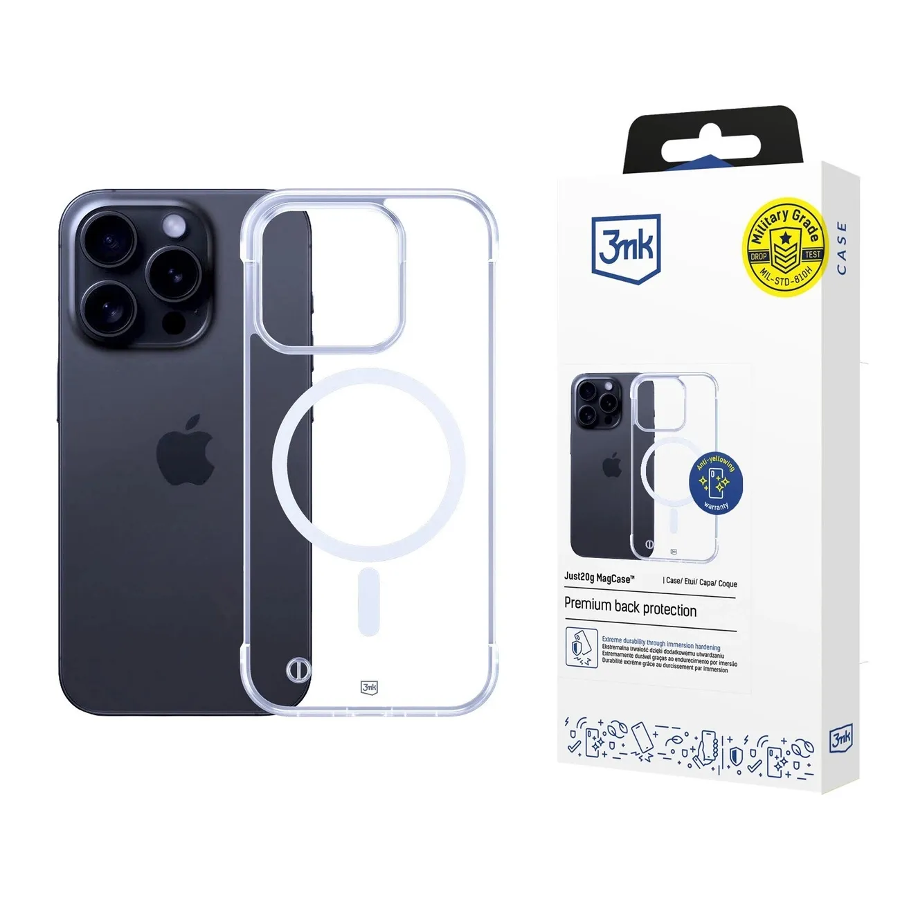 Carcasa 3mk Just20g MagCase compatibila cu iPhone 16 Pro, Clear
