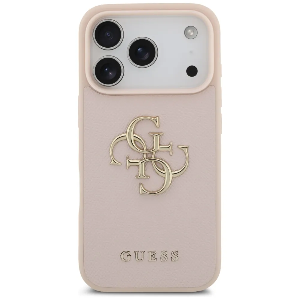 Carcasa din piele Guess Grained Big 4G &amp; Classic Logo compatibila cu iPhone 17 Pro, Roz