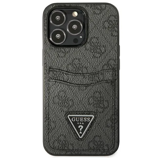 Carcasa Guess 4G Triangle Logo Cardslot compatibila cu iPhone 13 Pro / 13, Negru