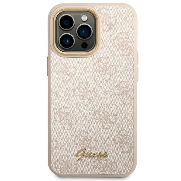 Carcasa Guess 4G Vintage Gold Logo compatibila cu iPhone 14 Pro Max, Roz
