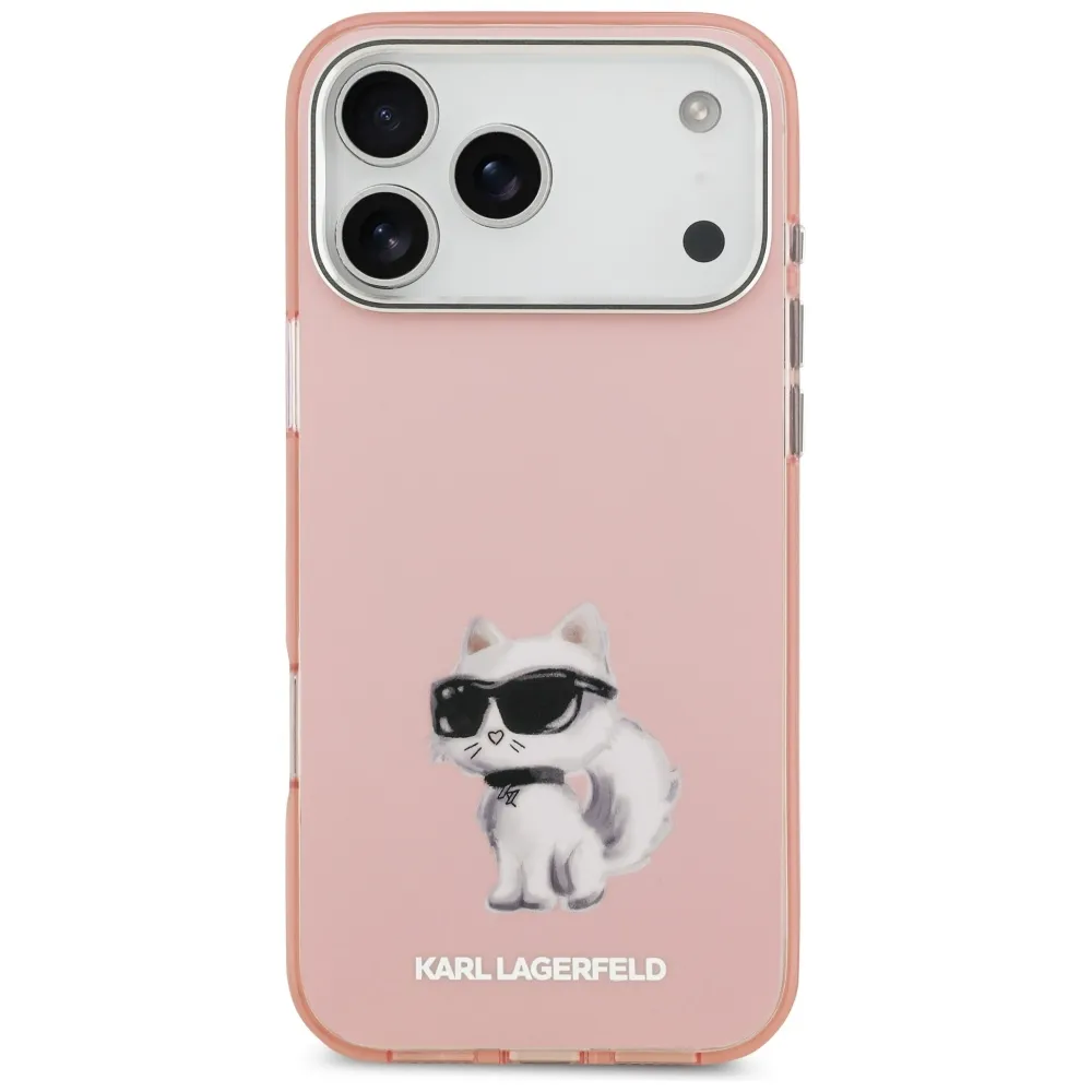 Carcasa Karl Lagerfeld IML Aquarelle Choupette &amp; Logo compatibila cu iPhone 17 Pro Max, Roz