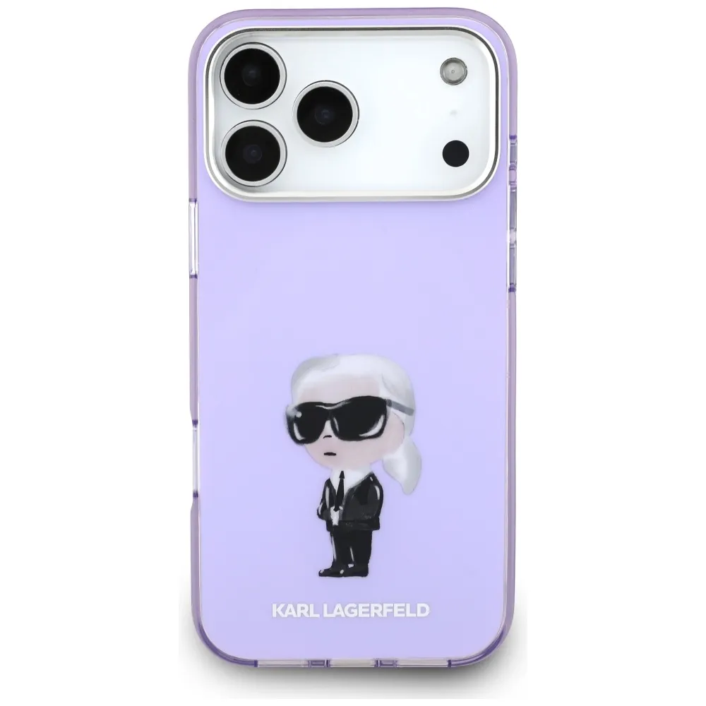 Carcasa Karl Lagerfeld IML Aquarelle Karl and Choupette &amp; Logo cu MagSafe compatibila cu iPhone 17 Pro Max, Mov
