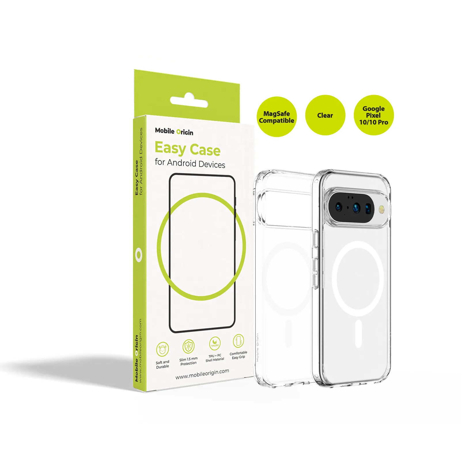 Carcasa Mobile Origin Easy Case cu MagSafe compatibila cu Google Pixel 10 / Pixel 10 Pro, Transparent