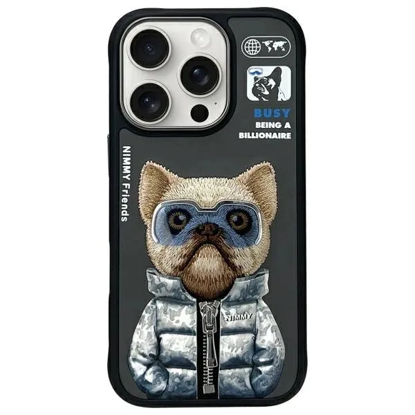 Carcasa Nimmy Cool&amp;Cute 2.0 Dog compatibila cu iPhone 16 Pro Max, Negru