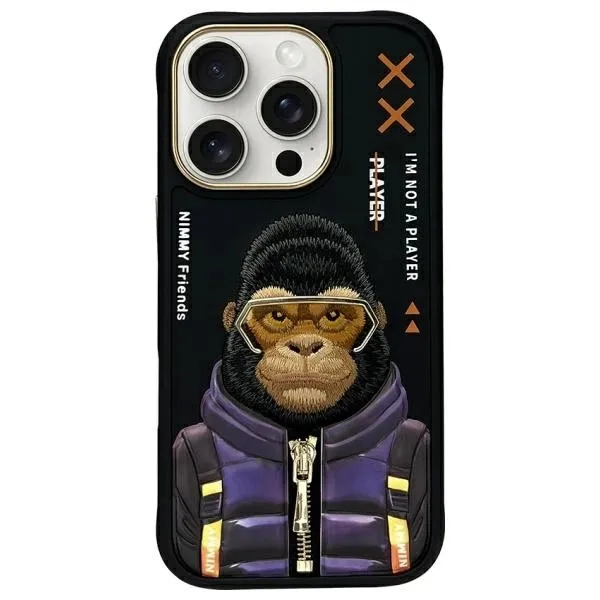 Carcasa Nimmy Cool&amp;Cute 2.0 Monkey compatibila cu iPhone 16 Pro Max, Negru