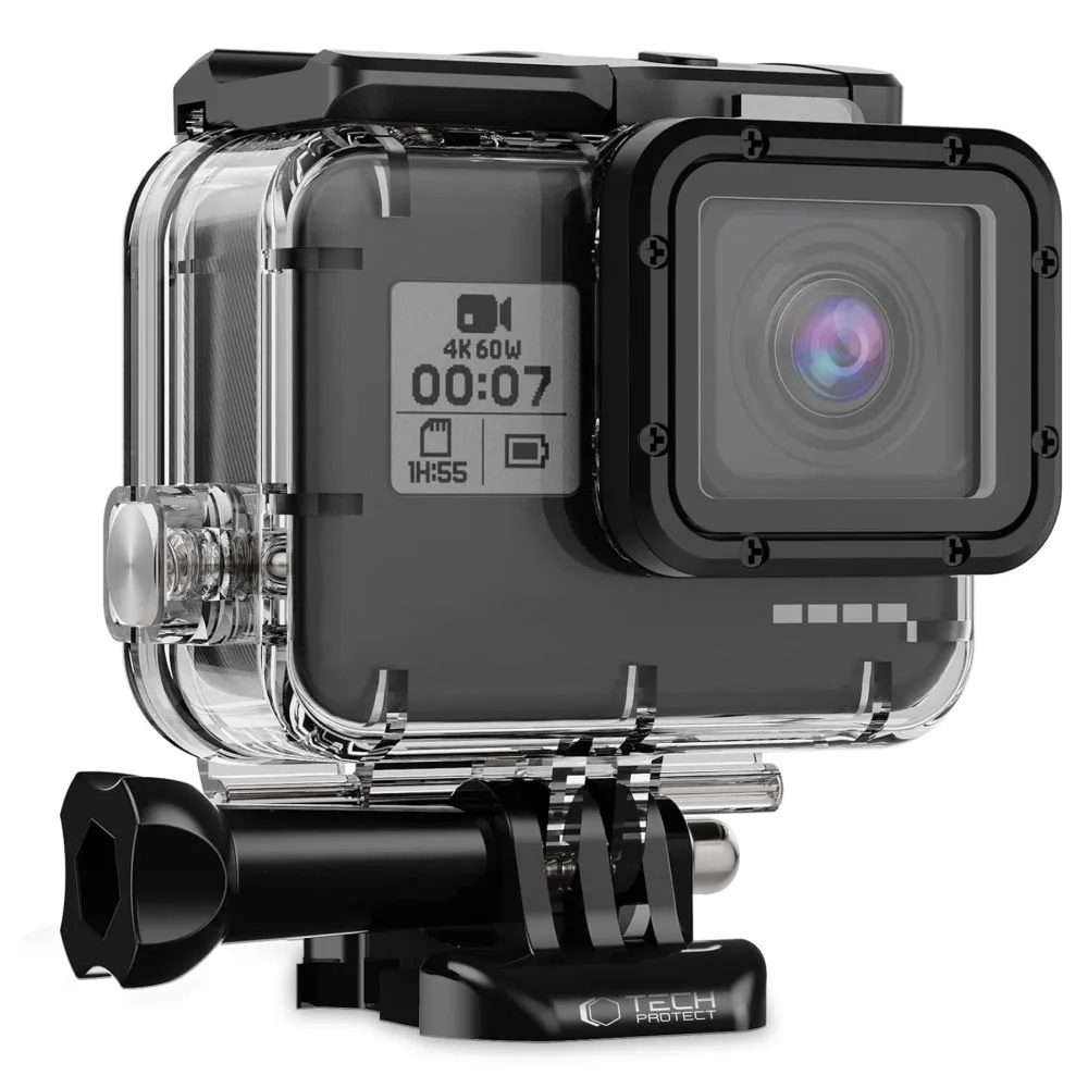 Carcasa protectie waterproof TECH-PROTECT GA200 pentru camera video sport GoPro Hero 5/6/7 Black, Transparent
