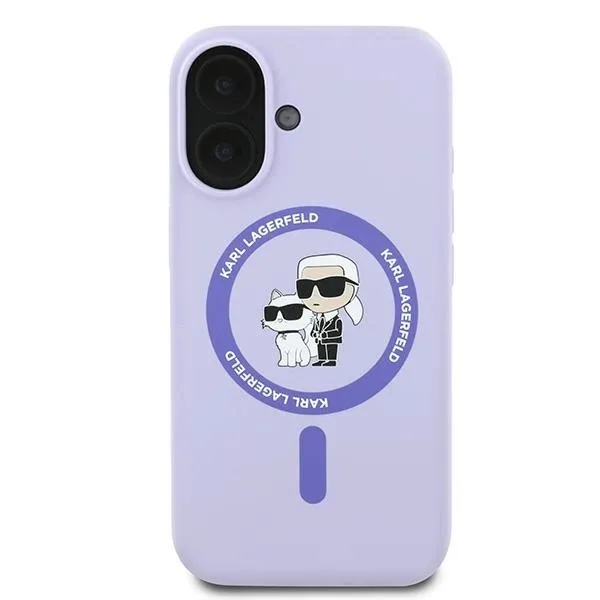 Carcasa Silicone Karl Lagerfeld, logo K&amp;C, Inel MagSafe, compatibila cu Iphone 16 Plus, Mov