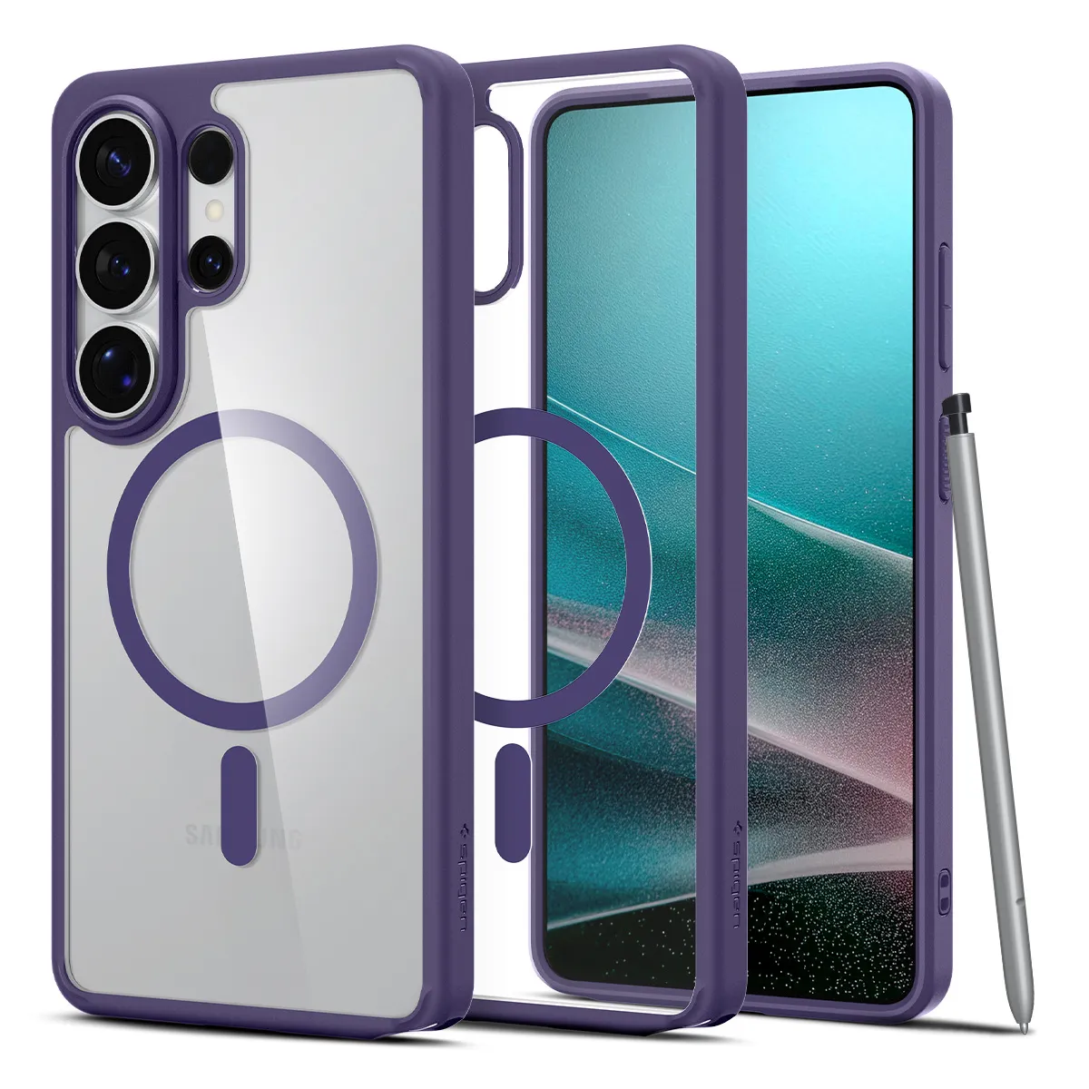 Carcasa Spigen Ultra Hybrid Mag cu MagSafe compatibila cu Samsung Galaxy S26 Ultra, Transparent / Mov