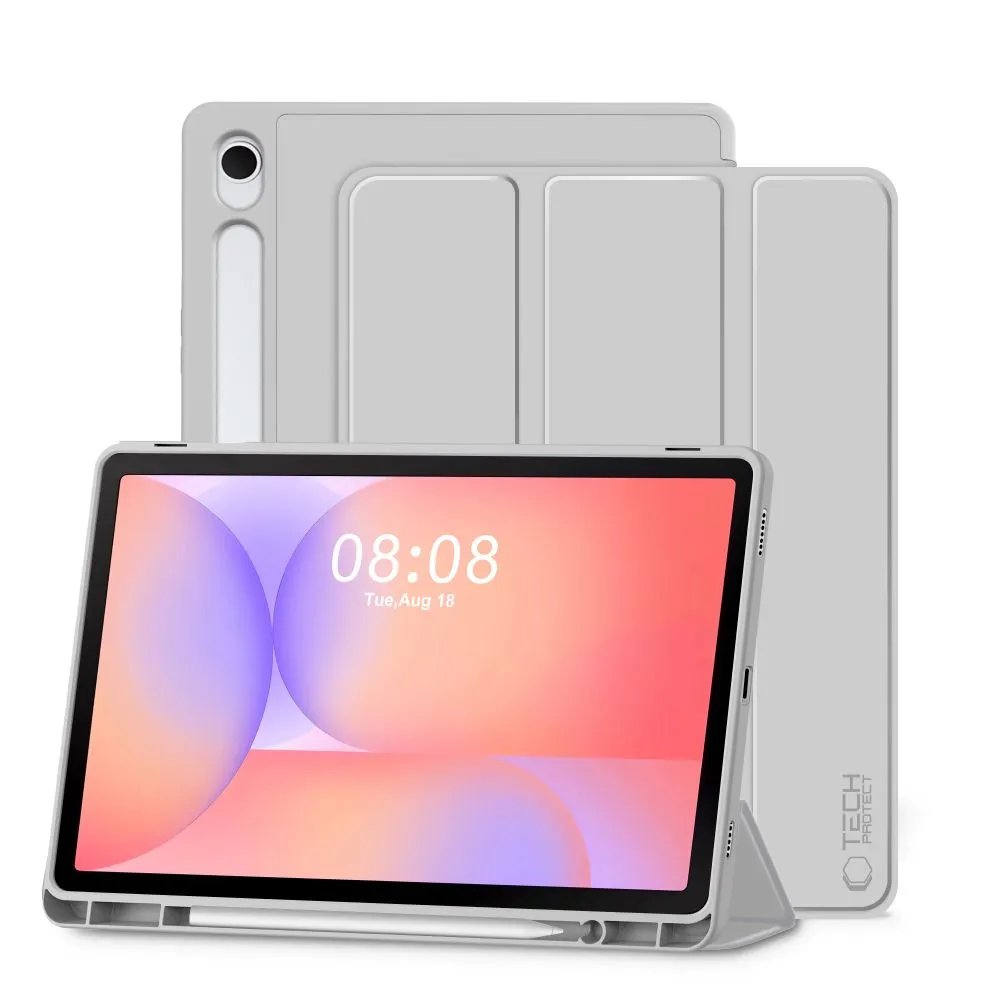 Carcasa Tech-Protect SmartCase Pen compatibila cu Samsung Galaxy Tab S9 11 inch / S9 FE 10.9 inch, Gri