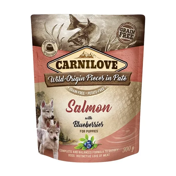 Carnilove Dog Pouch Paté Salmon with Blueberries for Puppies, 300 g