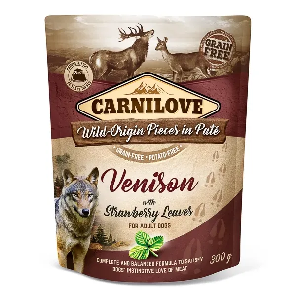 Carnilove Dog Pouch Paté Venison with Strawberry Leaves, 300 g