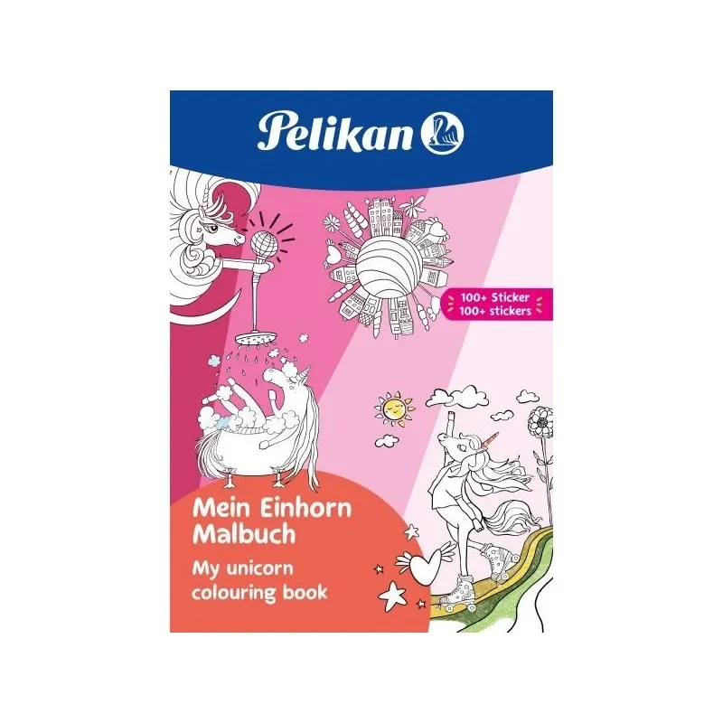 Carte de Colorat My Unicorn, A4, 48 File, 100 Abtibilduri, Motiv Unicorni, Pelikan