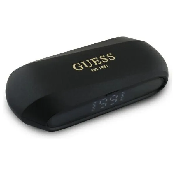 Casti wireless TWS Guess Elongated Metalic Printed Logo, Bluetooth 5.3, 350 mAh, IPX6, Negru