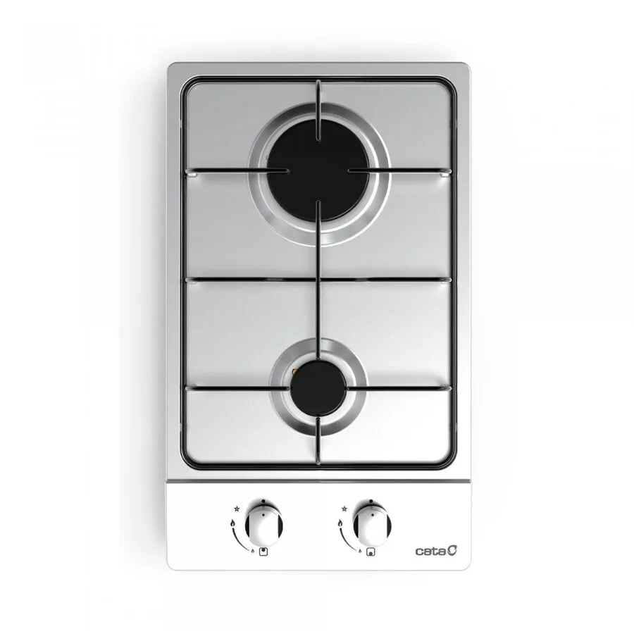 Cata Plita Cata GI 3002 X, Gaz, 2 zone de gatit, Butoane rotative, Otel inoxidabil