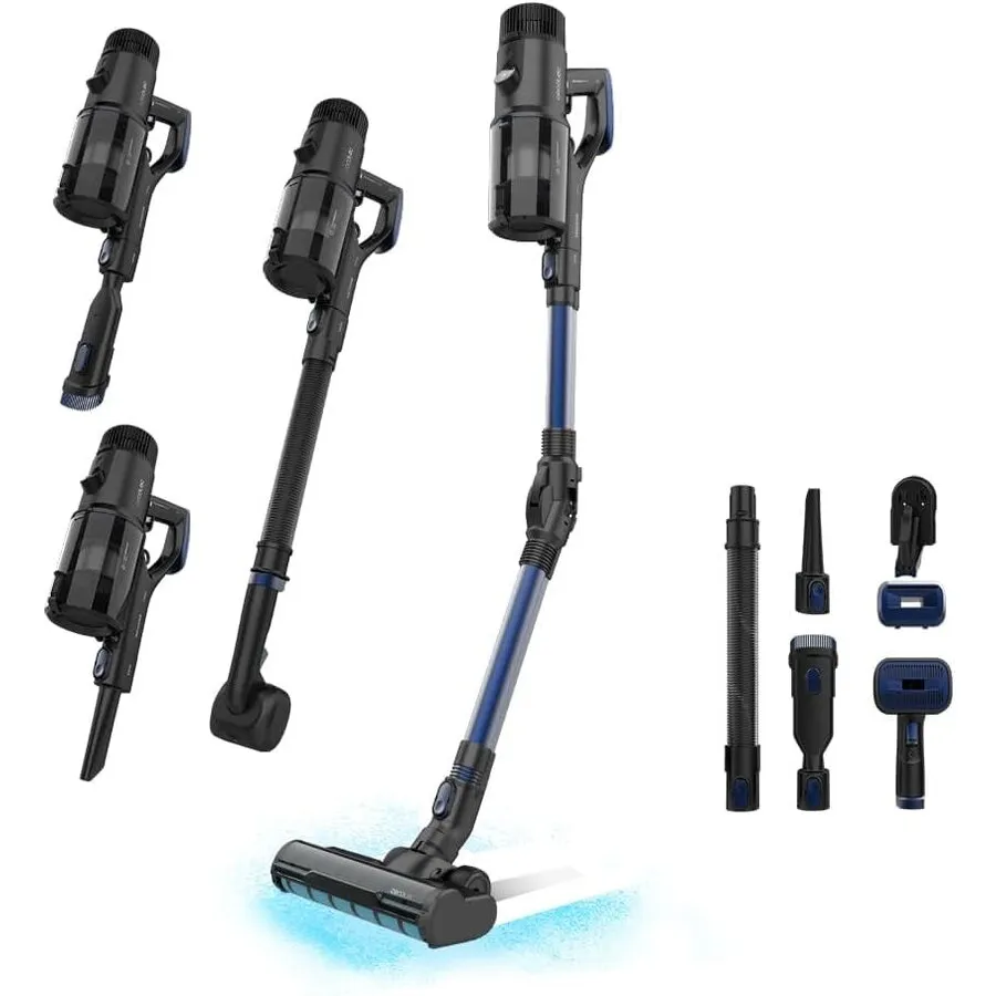 CECOTEC Aspirator vertical 4 in 1 Cecotec Conga Rockstar 6500 Century ErgoWet Animal, 630W, 37V Li-Ion, 30 kPa, Mop, Autonomie 100min, accesorii incluse, Albastru-Negru