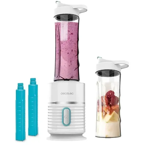 CECOTEC Blender Cecotec Power Titanium 500 EasyGo 03987, 500W, 2 recipiente 600ml, 2 tuburi frigorifice, Alb