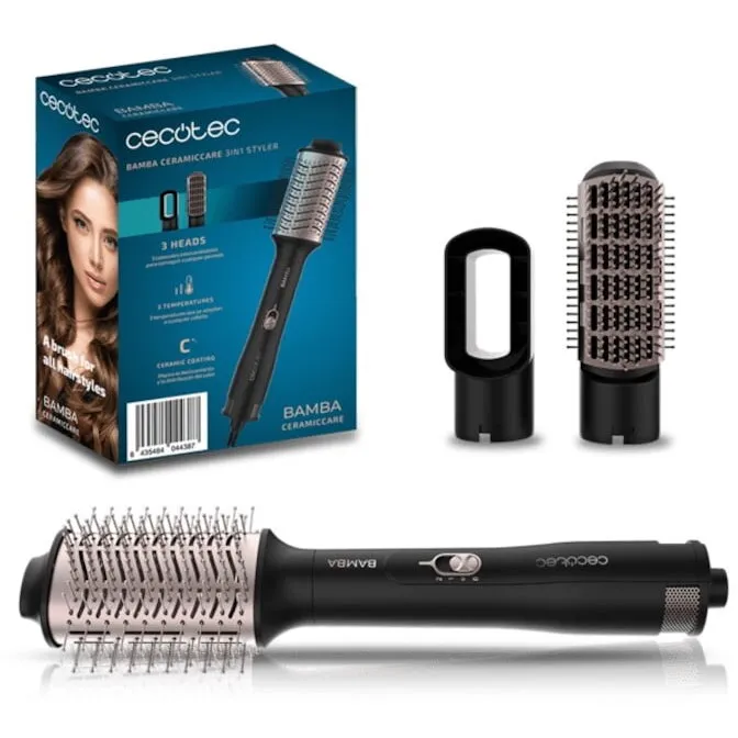 CECOTEC Set perie electrica fixa Cecotec CeramicCare 3in1 Styler, Uscator, 1200 W, 3 trepte de caldura, 2 viteze, Negru