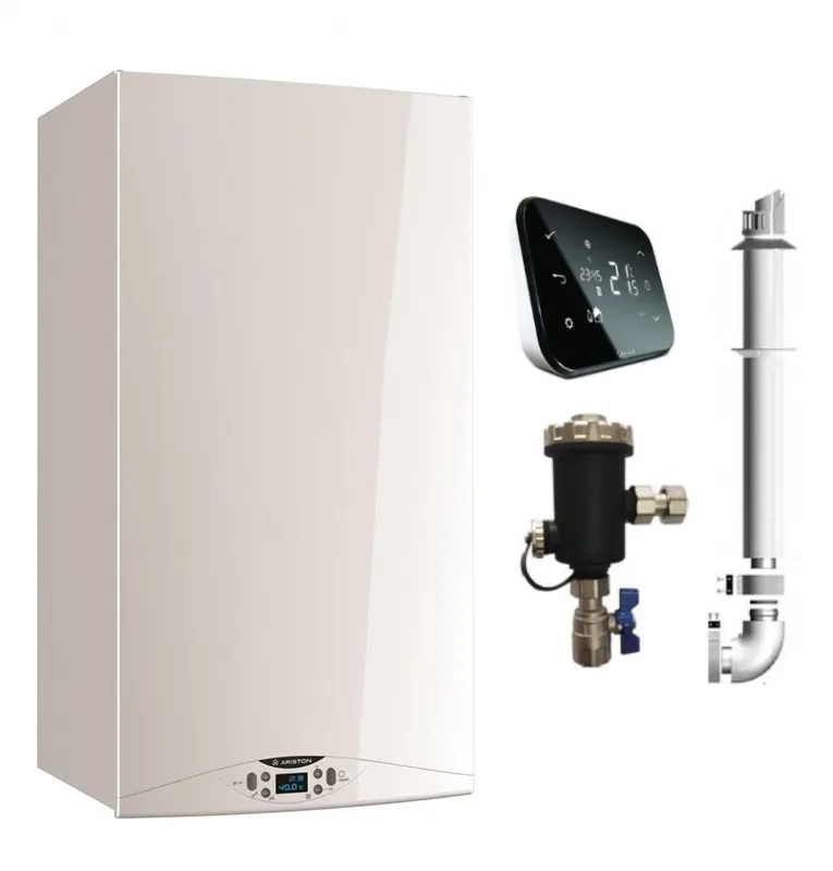 Centrala Ariston HS Premium 24 kw, centrala pe gaz, in condensare kit de evacuare inclus, Salus IT500 wifi termostat ambient cu control prin internet si filtru antimagnetita