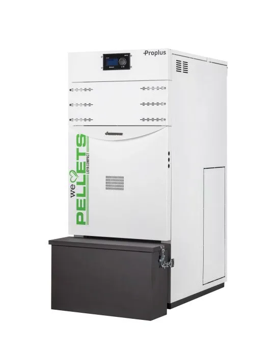 Centrala termica automata pe peleti Fornello Lidya Compact Proplus 25 kw, echipata cu pompa  Grundfos, vas, manometru, supapa, arzator inox, curatare automata arzator, curatare automata schimbator, A+, elimina automat cenusa