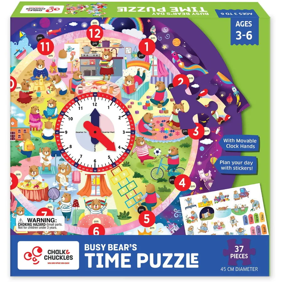Chalk&nbsp;and&nbsp;Chuckles Puzzle - Ursuletul invata ceasul