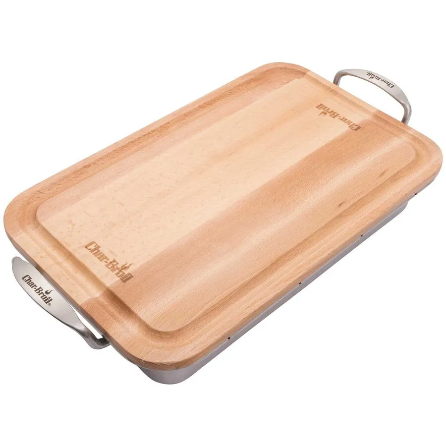 Char-Broil Tava din inox  46x23x9 cm cu tocator de lemn  36x22x1 cm Char-Broil 140014