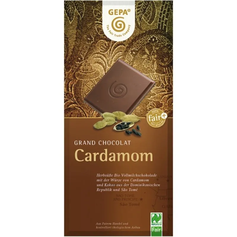 Ciocolata BIO cu Lapte si Cardamon, 100 g, Gepa