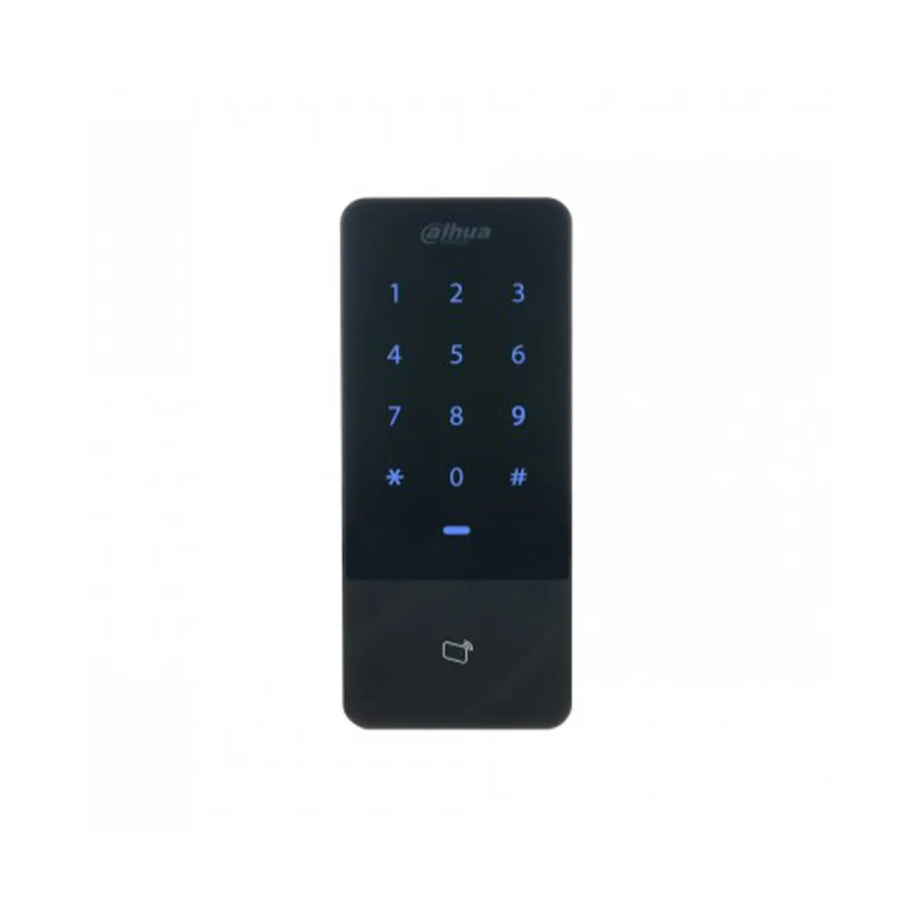 Cititor control acces exterior standalone Dahua ASI1201E-V1, card IC si parola, 13.56 MHz, 30.000 utilizatori, tastatura touch, RS-485/Wiegand, montaj aplicat