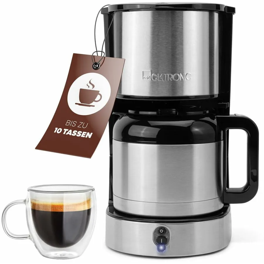 CLATRONIC Cafetiera Clatronic KA 3805, 800 W, inox, 1.5 L, Negru-Argintiu
