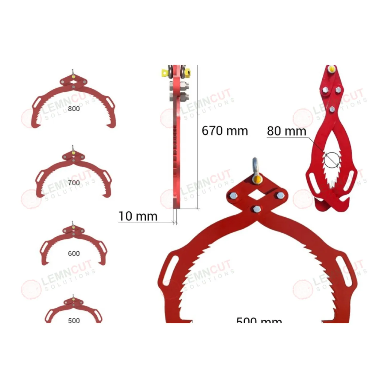 Cleste busteni , ridicare lemn, G500, deschidere maxima  520 mm