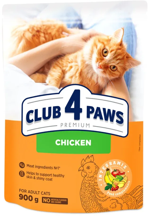 CLUB 4 PAWS Hrană uscată pentru pisici, cu Pui 900g