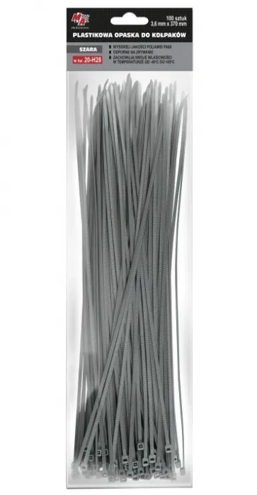 Coliere de fixare din plastic, 3,6mm x 370 - gri, set 100 buc.